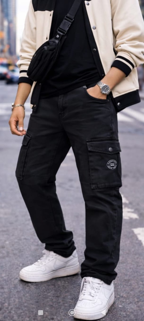 Urban Black Cargo Pants for Men – Premium Streetwear Multi-Pocket Utility Trousers